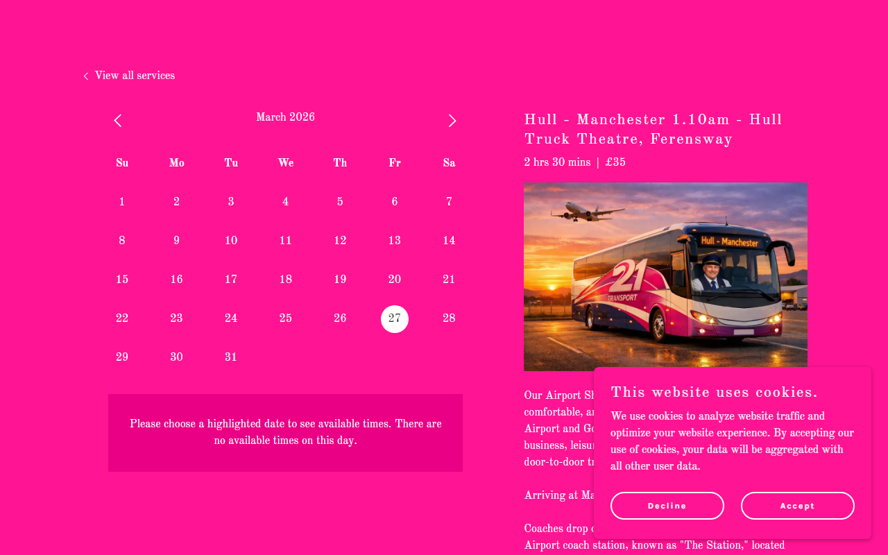 21 Transport LTD website screenshot showing their bus services and timetable information