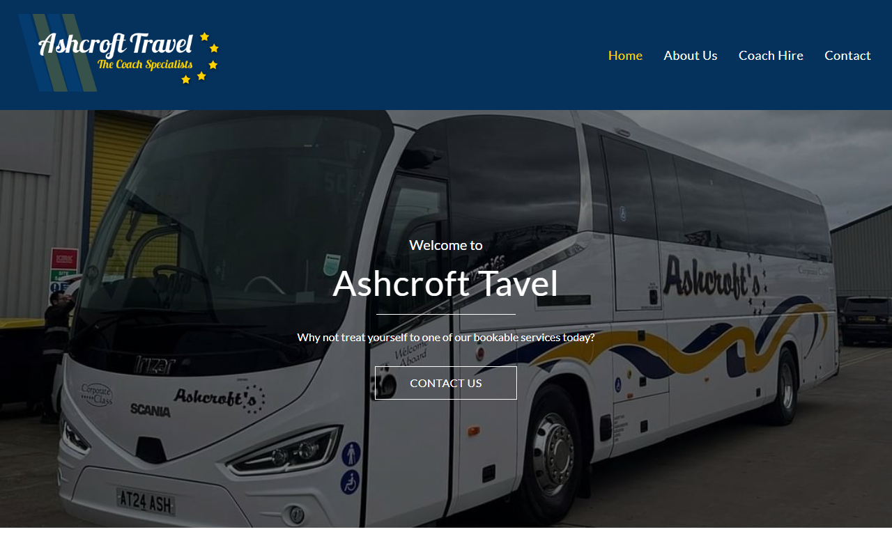 Ashcroft Travel website screenshot showing their bus services and timetable information
