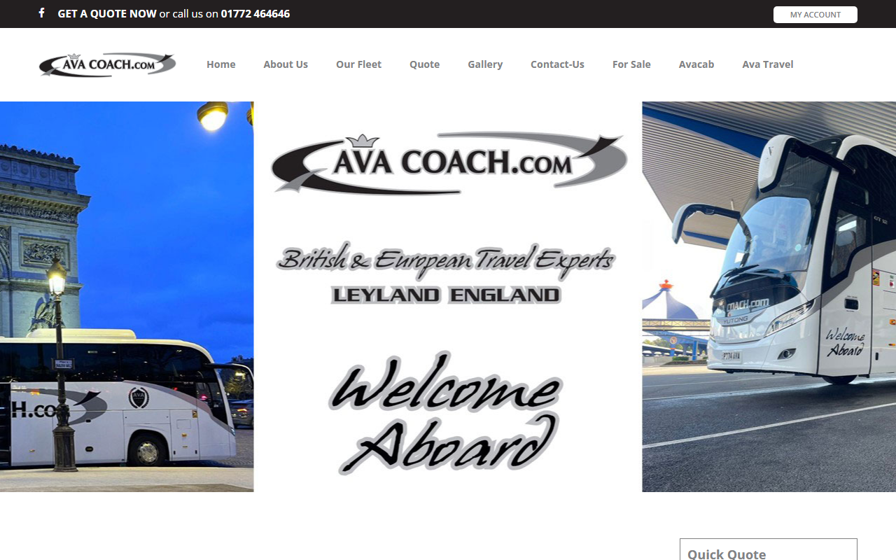 Avacab Ltd website screenshot showing their bus services and timetable information