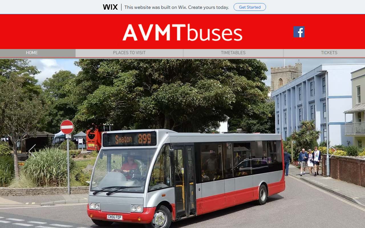 Axe Valley Mini Travel website screenshot showing their bus services and timetable information