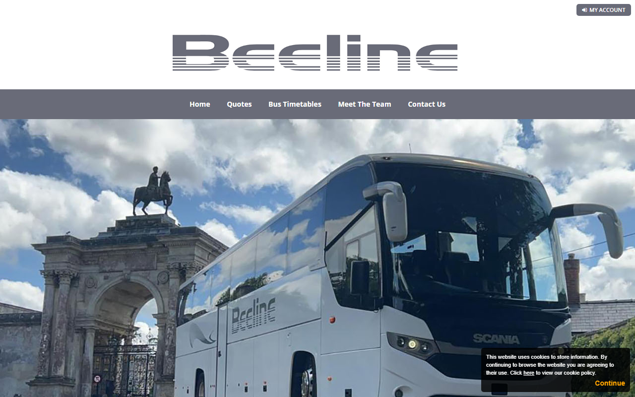 Beeline Coaches website screenshot showing their bus services and timetable information