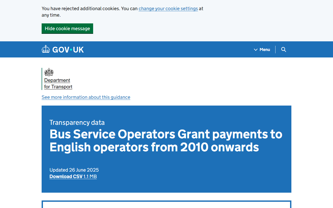Braintree CT website screenshot showing their bus services and timetable information