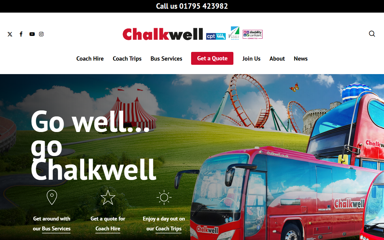 Chalkwell website screenshot showing their bus services and timetable information