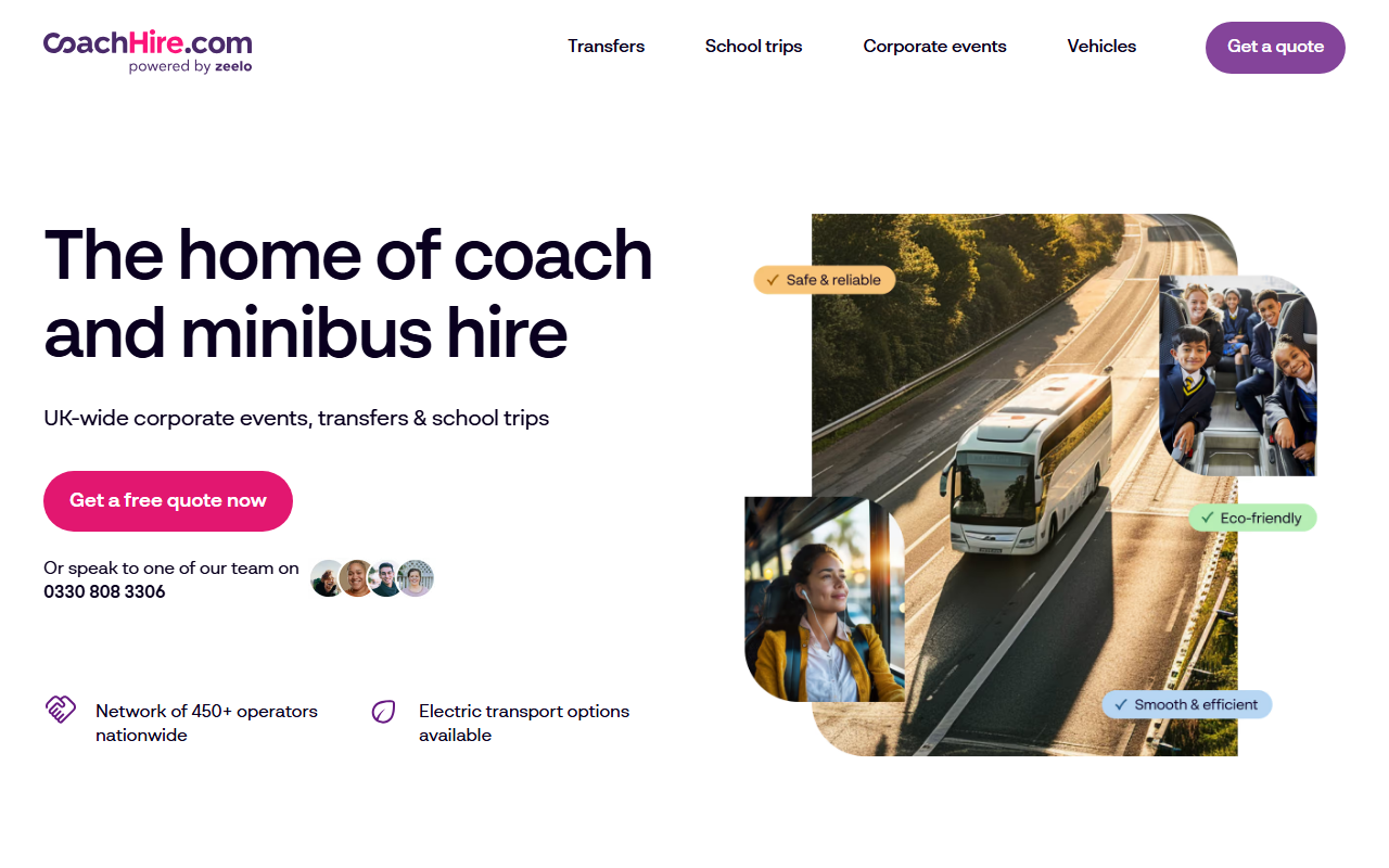 Coach Hire Executive Tra website screenshot showing their bus services and timetable information