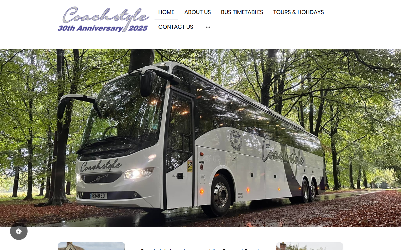 Coachstyle website screenshot showing their bus services and timetable information