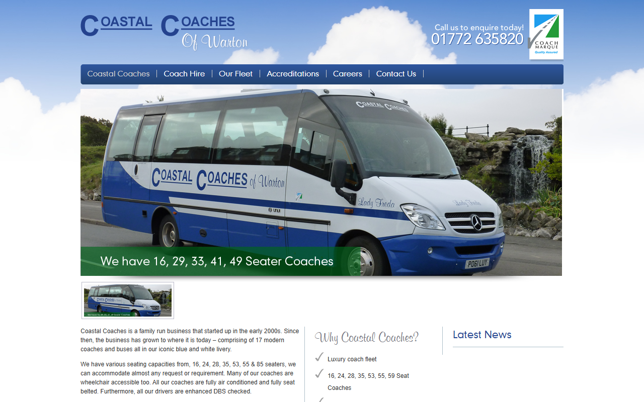 Coastal Coaches website screenshot showing their bus services and timetable information