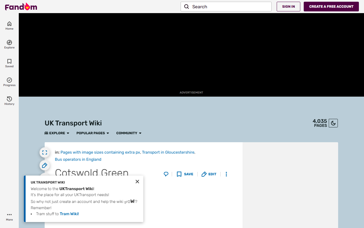 Cotswold Green website screenshot showing their bus services and timetable information
