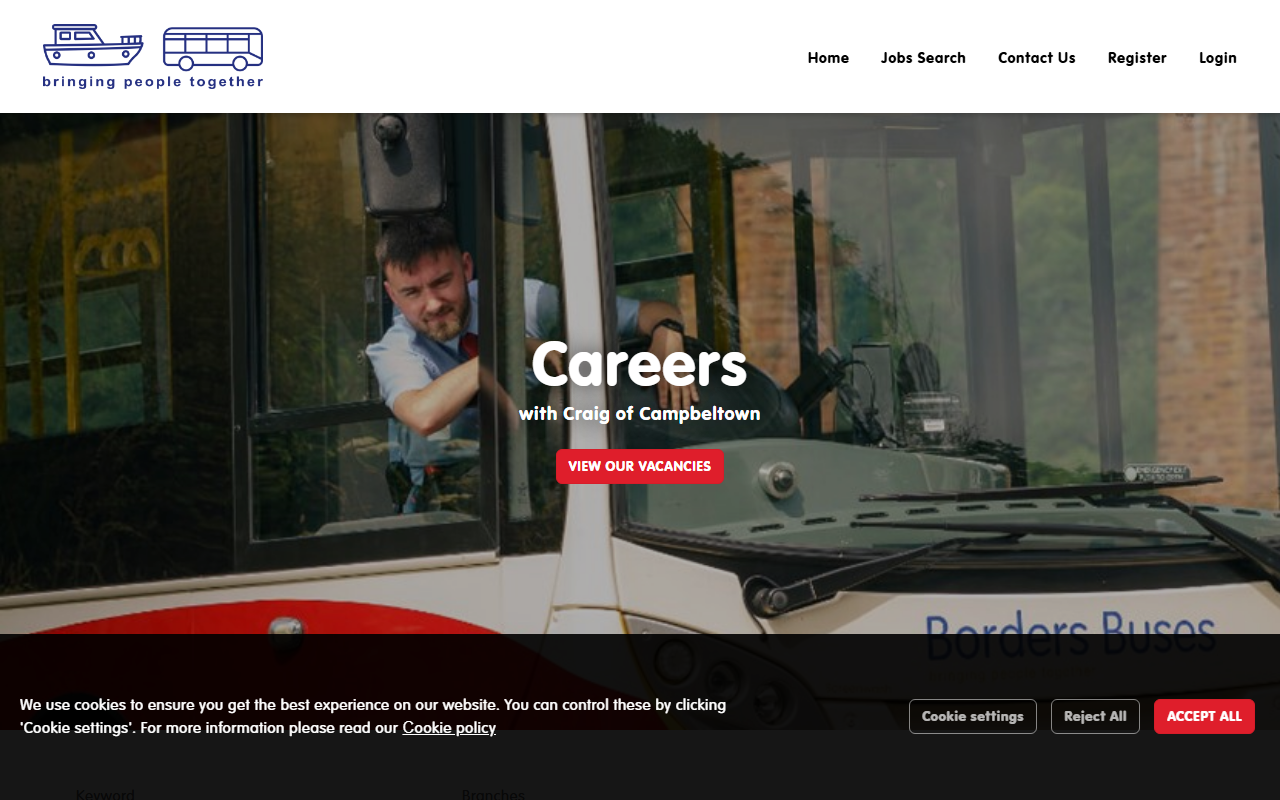 Craig of Campbeltown Ltd website screenshot showing their bus services and timetable information