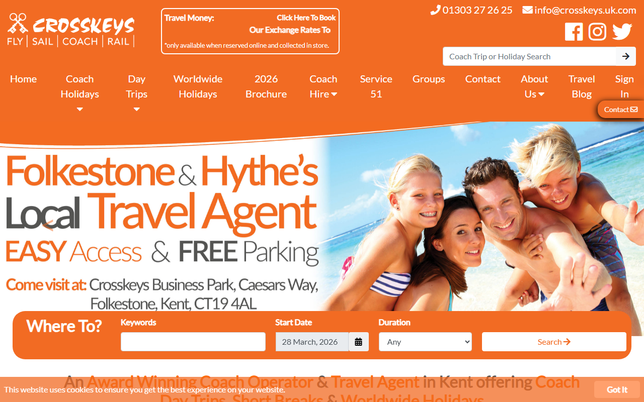 Crosskeys Coaches website screenshot showing their bus services and timetable information