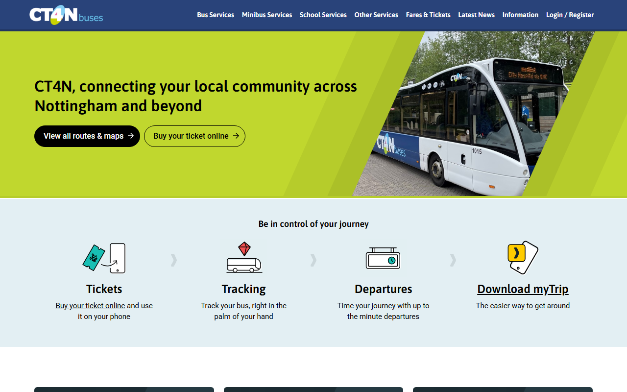CT4N Ltd website screenshot showing their bus services and timetable information