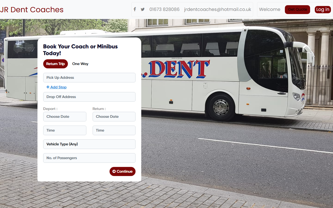 Dents Coaches website screenshot showing their bus services and timetable information