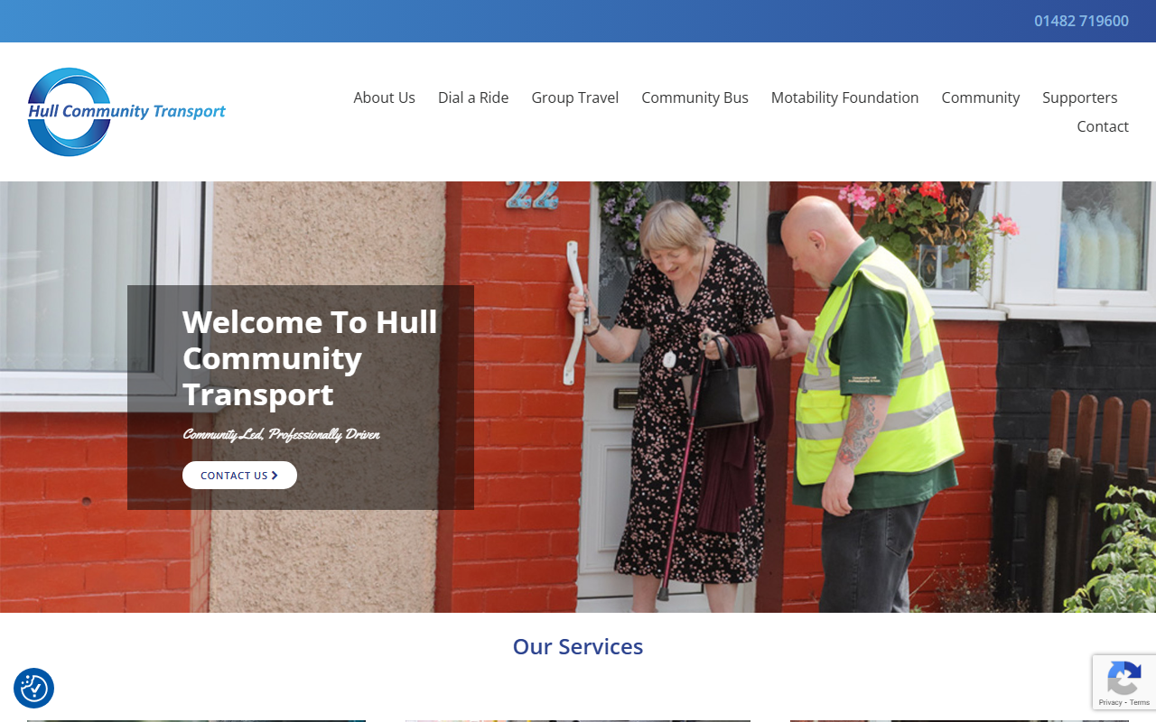 East Hull Community Tran website screenshot showing their bus services and timetable information
