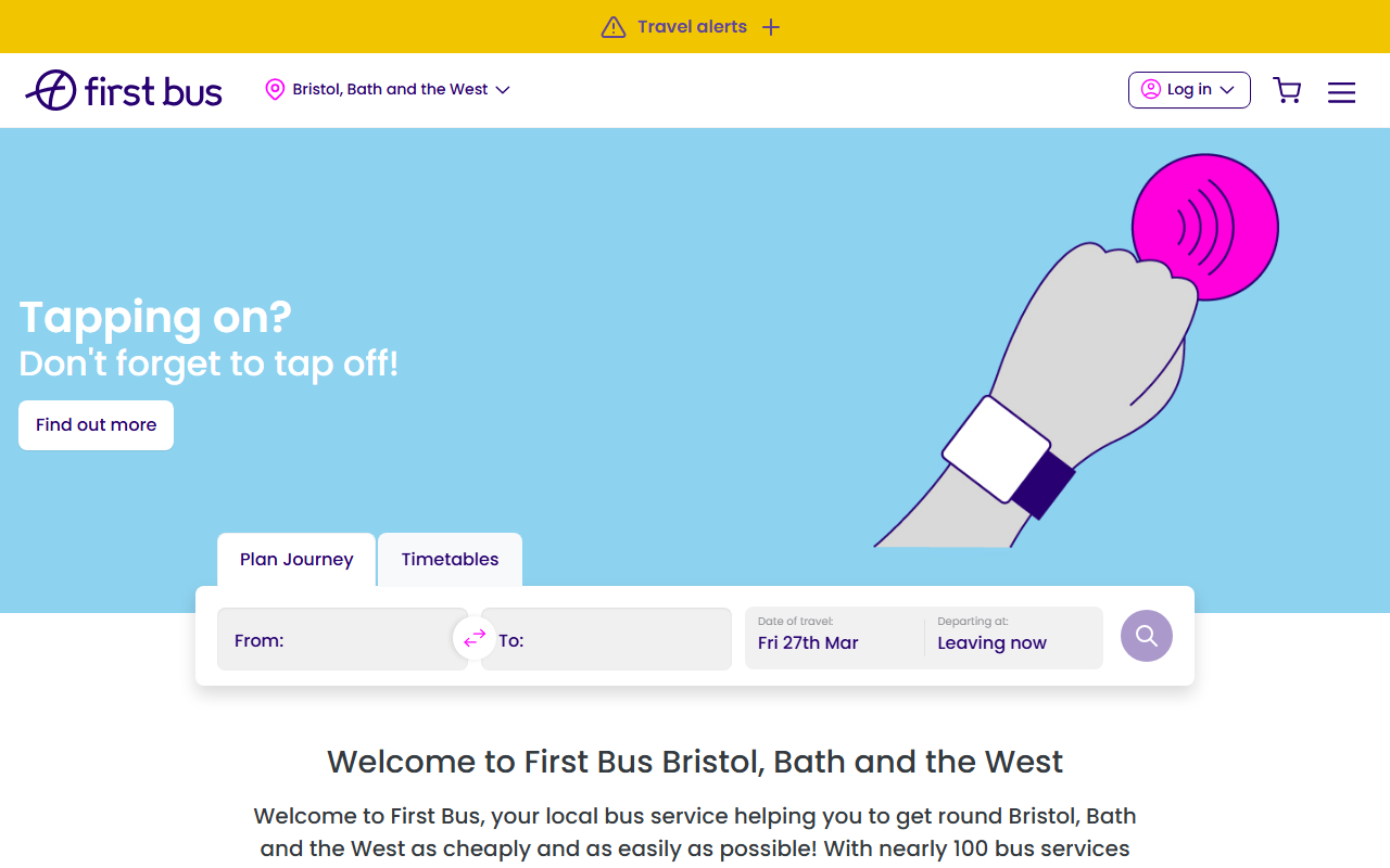 First Bristol Limited website screenshot showing their bus services and timetable information