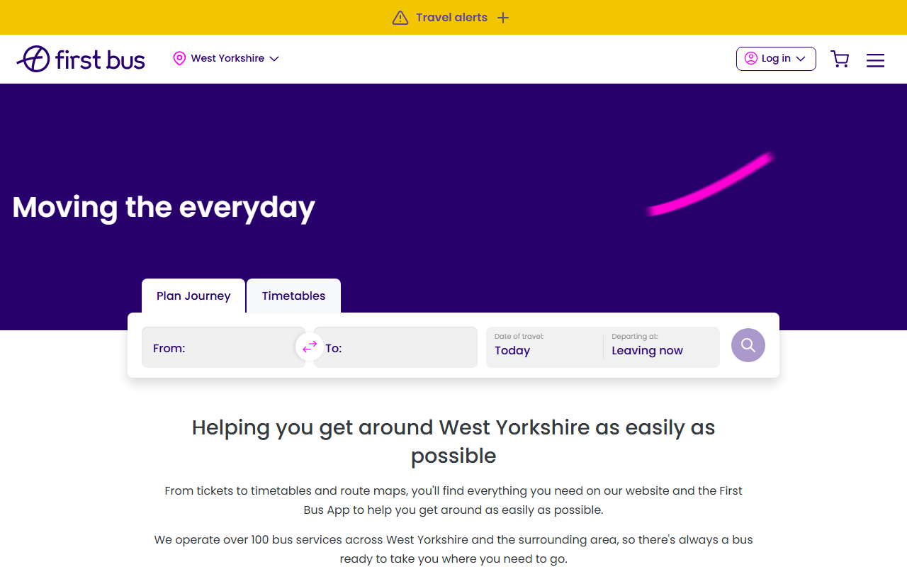 First Leeds website screenshot showing their bus services and timetable information