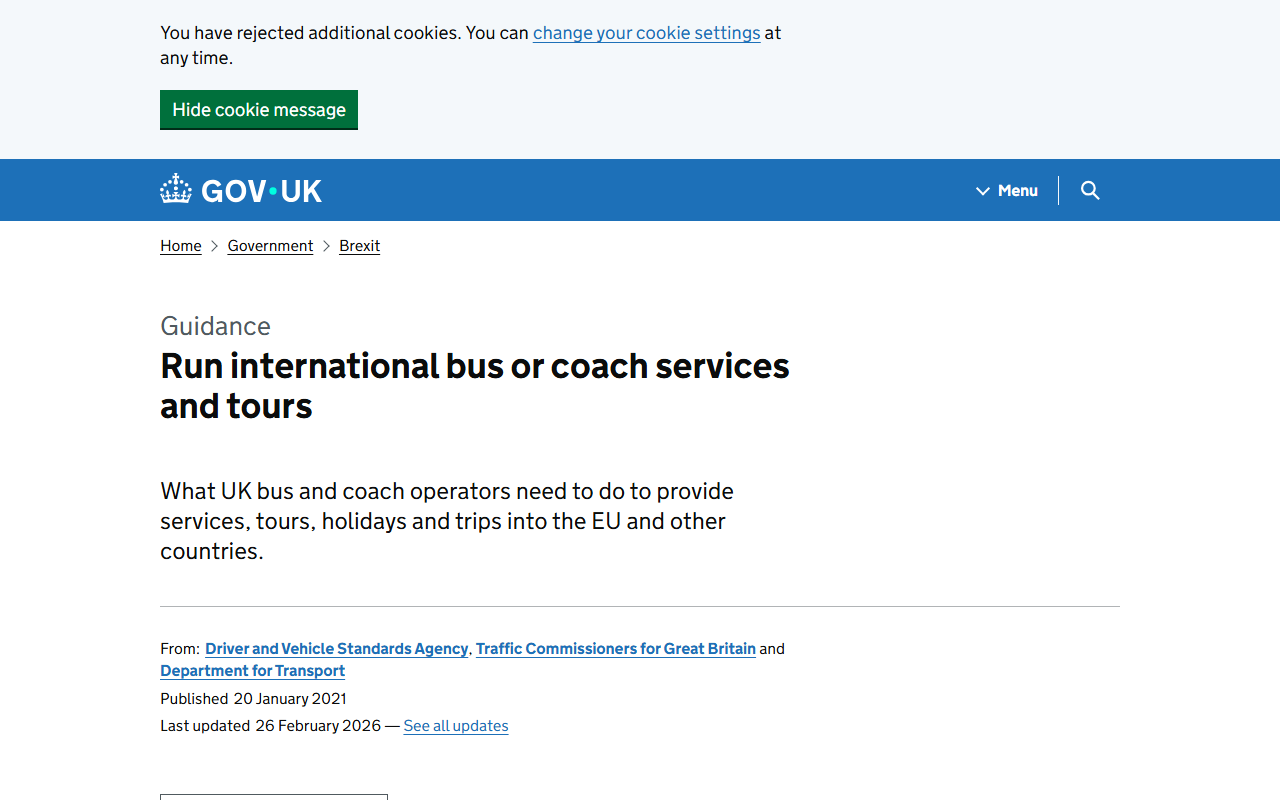 Foreign Support website screenshot showing their bus services and timetable information