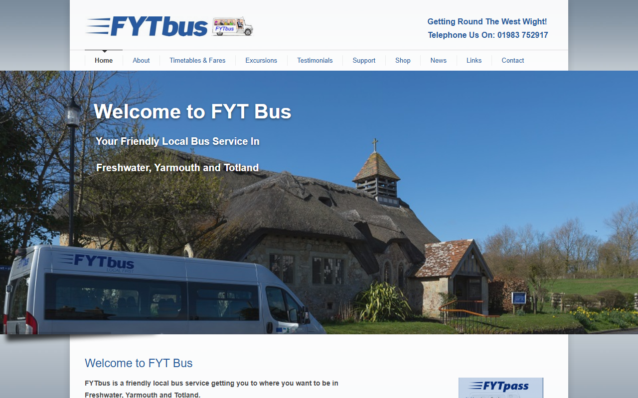 FYTBus website screenshot showing their bus services and timetable information