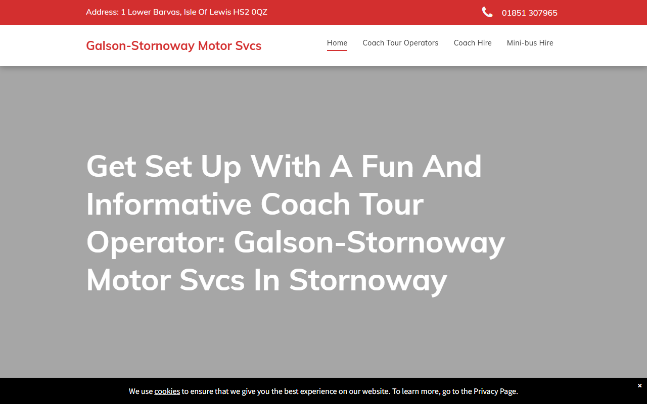 Galson Motors website screenshot showing their bus services and timetable information