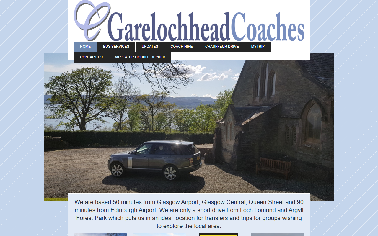 Garelochhead Coaches website screenshot showing their bus services and timetable information