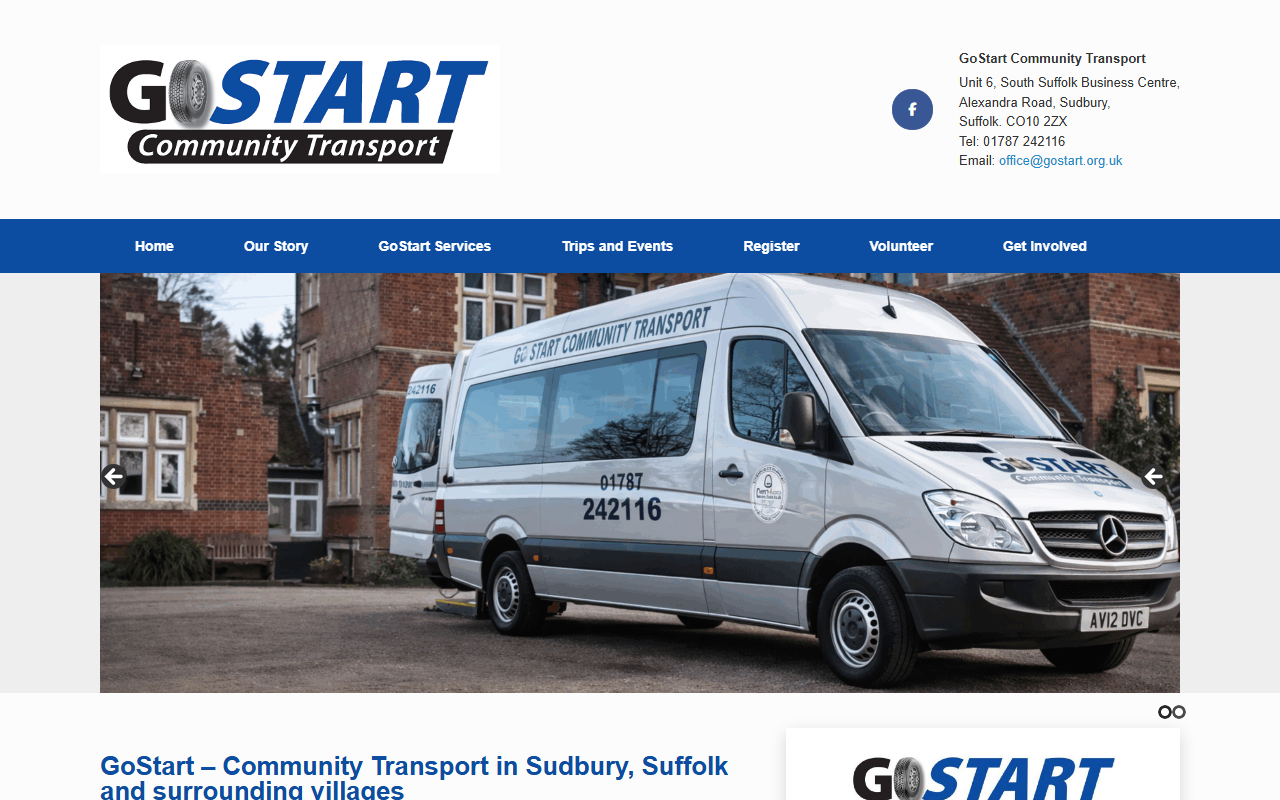 Go Start Community Tran website screenshot showing their bus services and timetable information