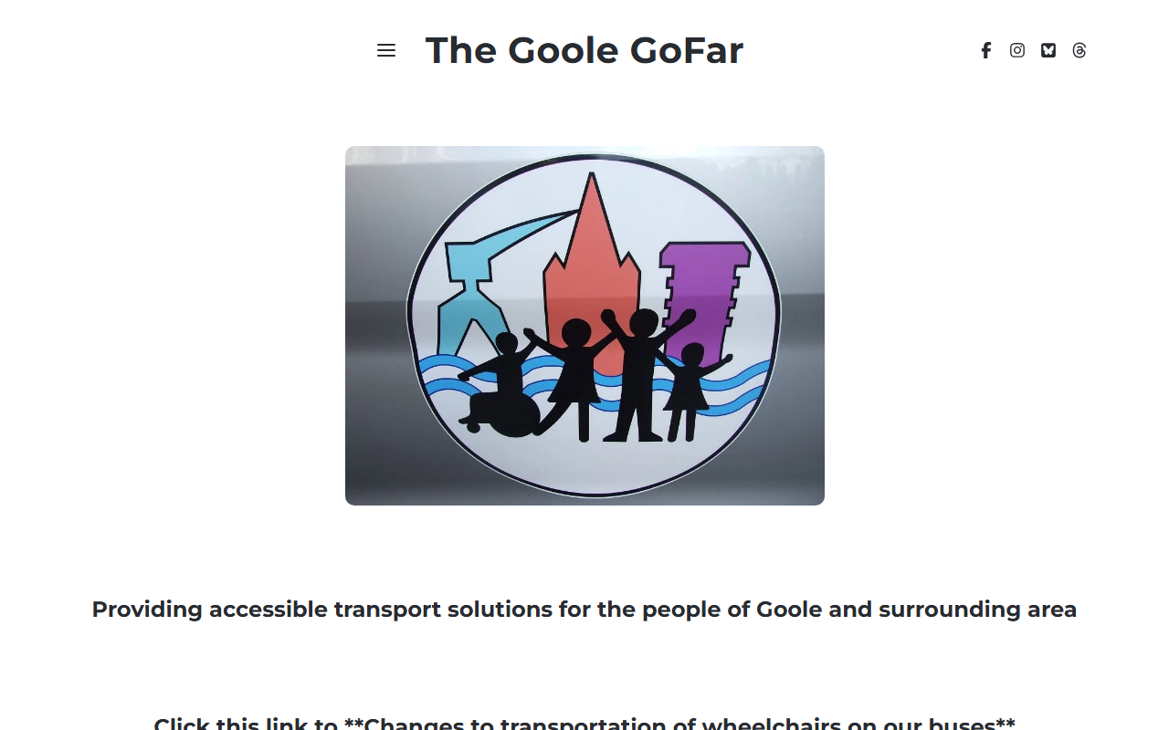 Goole Go Far website screenshot showing their bus services and timetable information