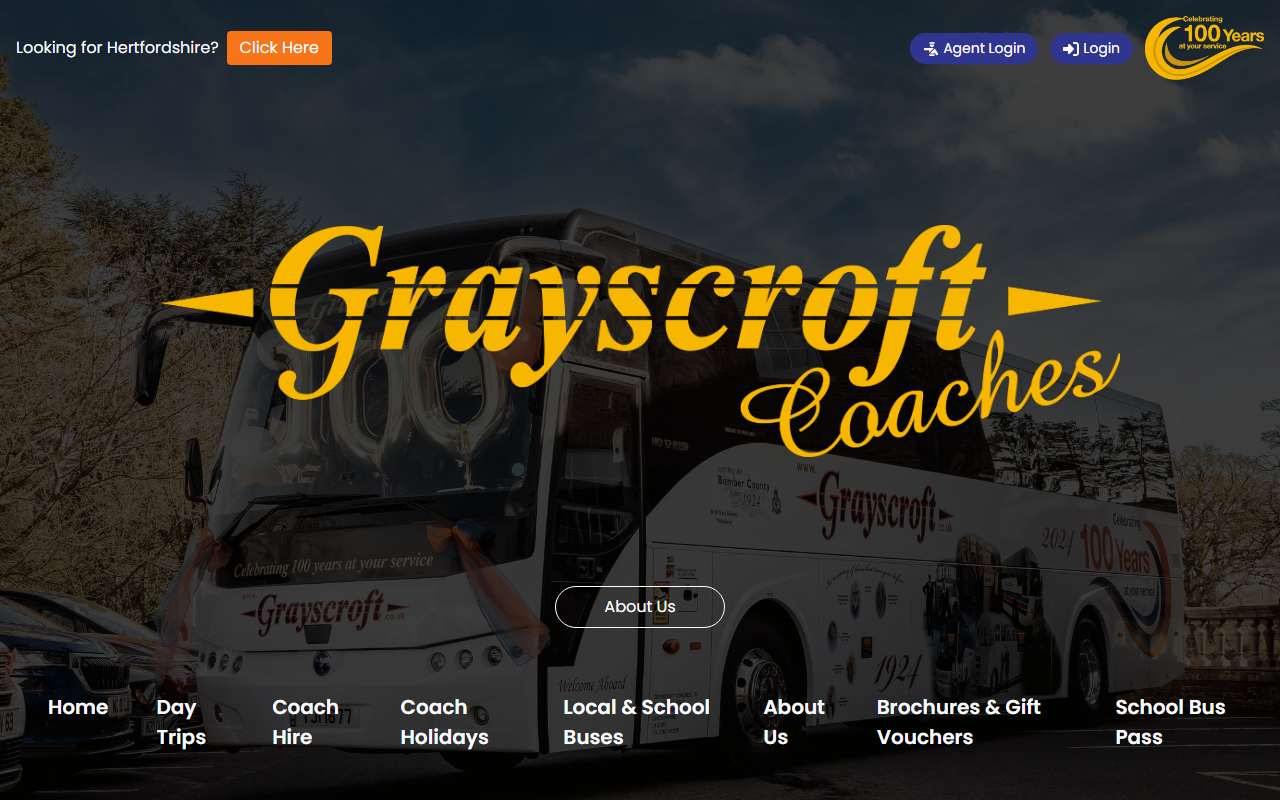 Grayscroft Coaches website screenshot showing their bus services and timetable information