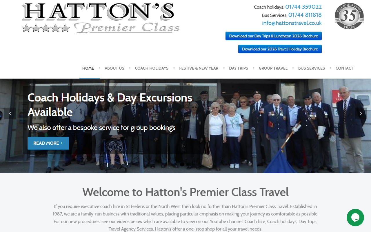 Hattons Transport Ltd website screenshot showing their bus services and timetable information