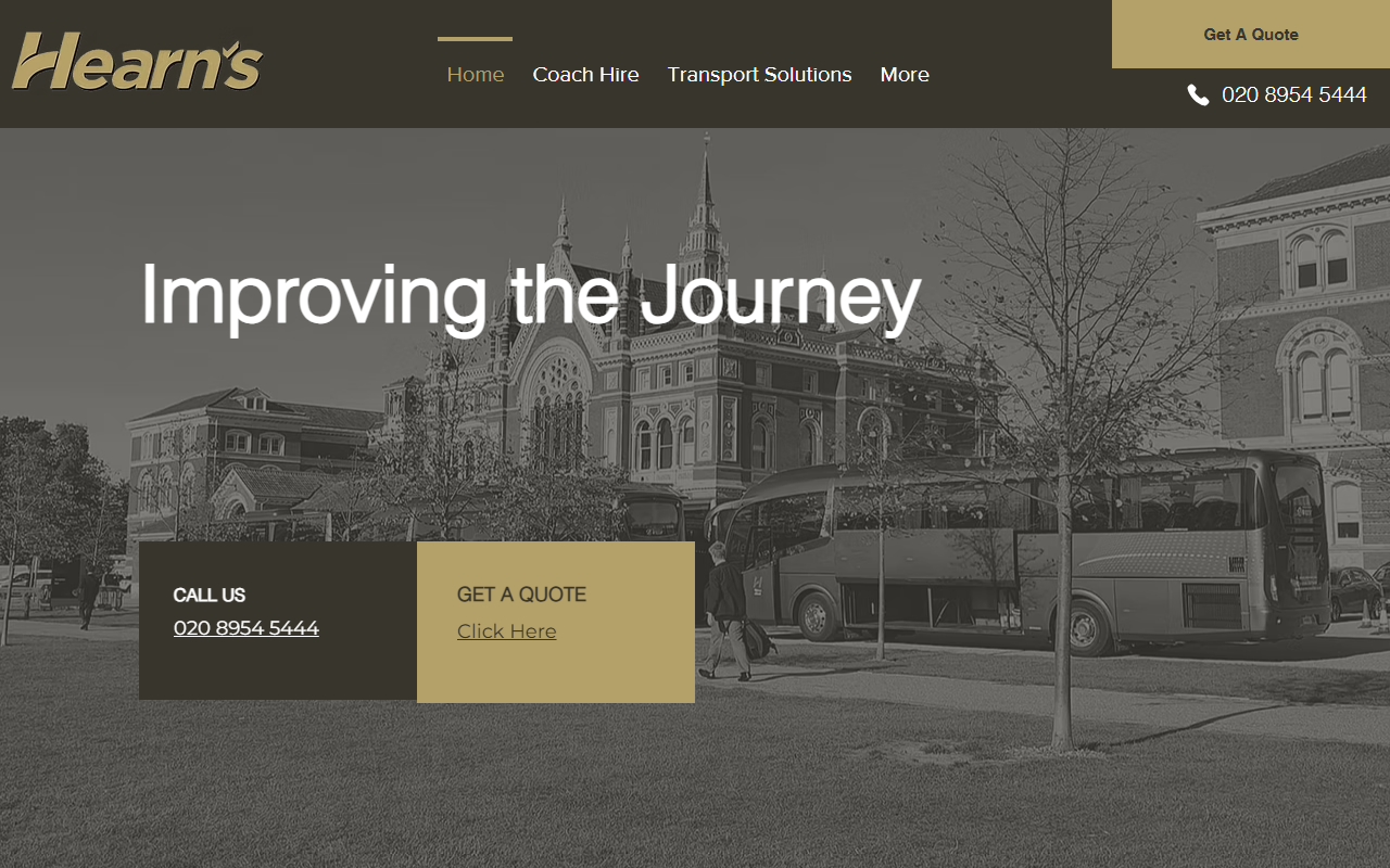 Heatons Coaches website screenshot showing their bus services and timetable information