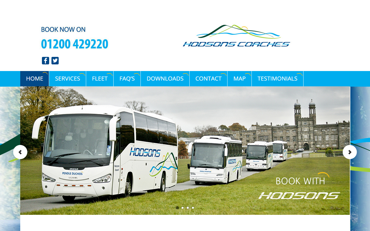 Hodsons of Gisburn website screenshot showing their bus services and timetable information