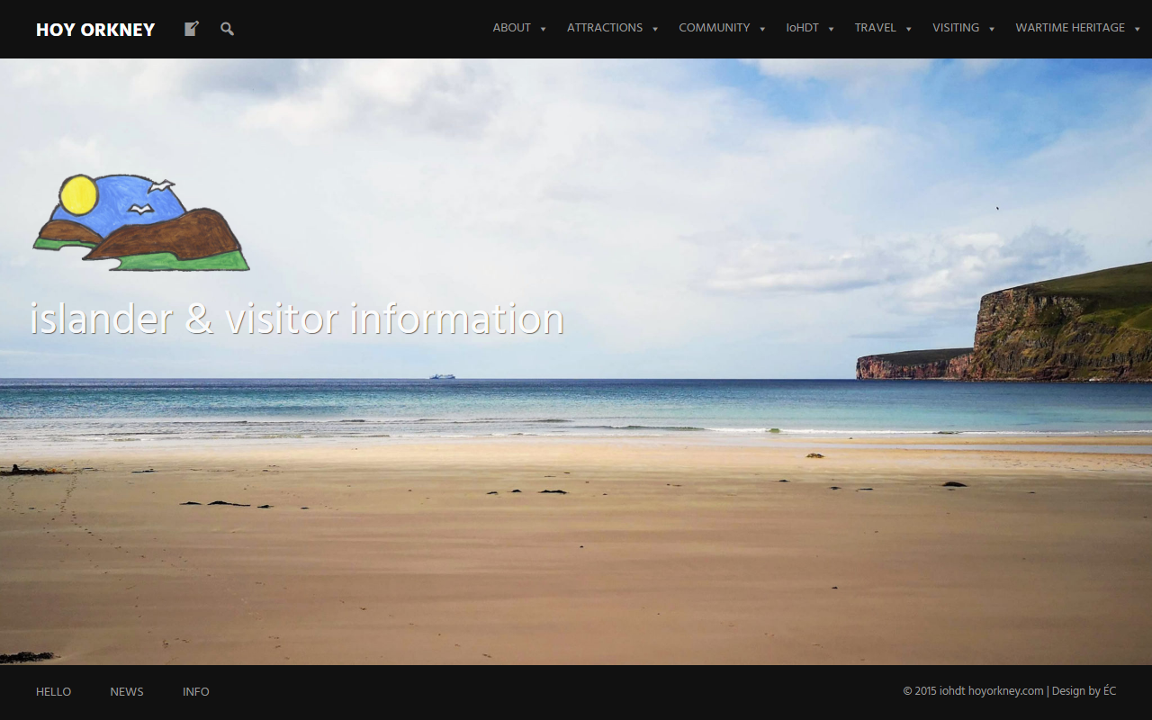 Isle of Hoy Dev Trust website screenshot showing their bus services and timetable information