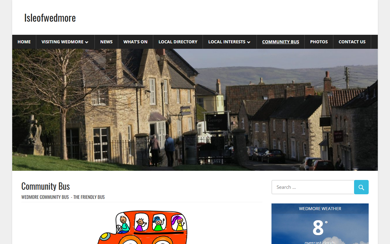Isle Of Wedmore Rt Asso website screenshot showing their bus services and timetable information