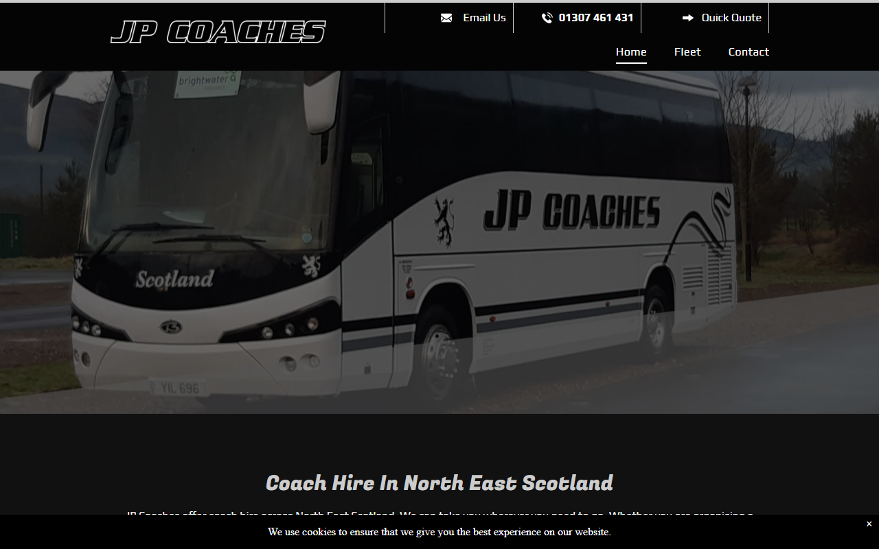 JP Minicoaches website screenshot showing their bus services and timetable information