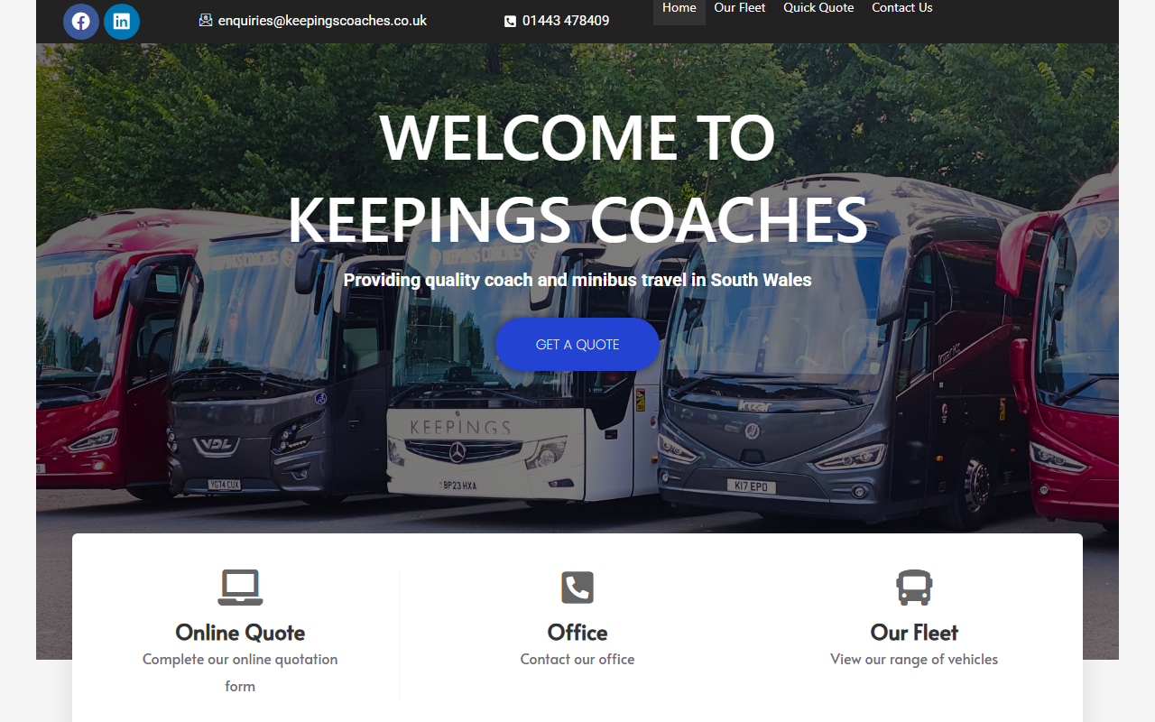 Keepings Coaches website screenshot showing their bus services and timetable information