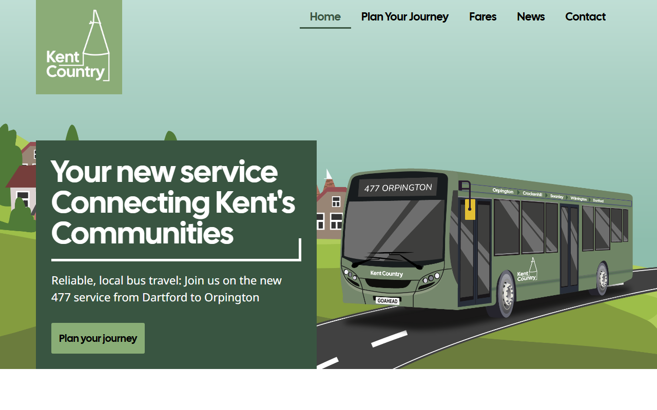 Kent Country website screenshot showing their bus services and timetable information