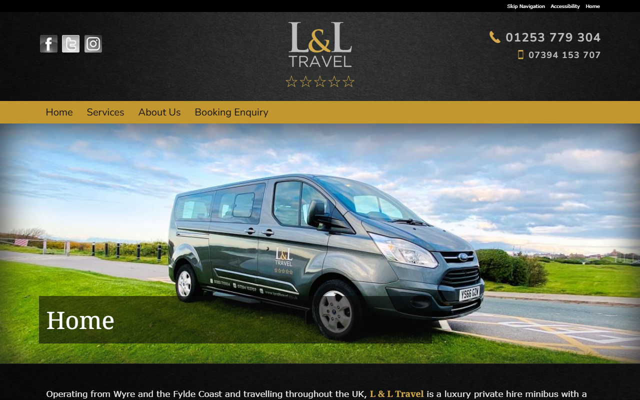 L. L. Travel website screenshot showing their bus services and timetable information