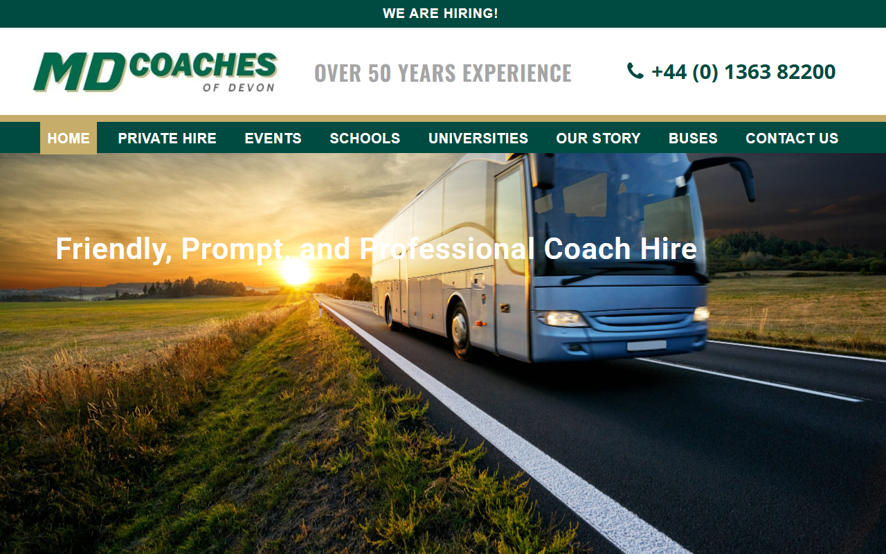 Linden Holdings (Devon) Ltd website screenshot showing their bus services and timetable information