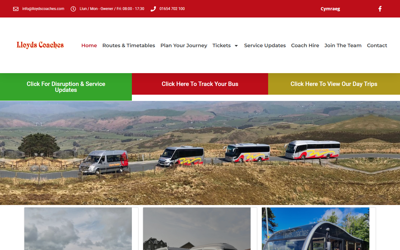 Lloyds Coaches website screenshot showing their bus services and timetable information