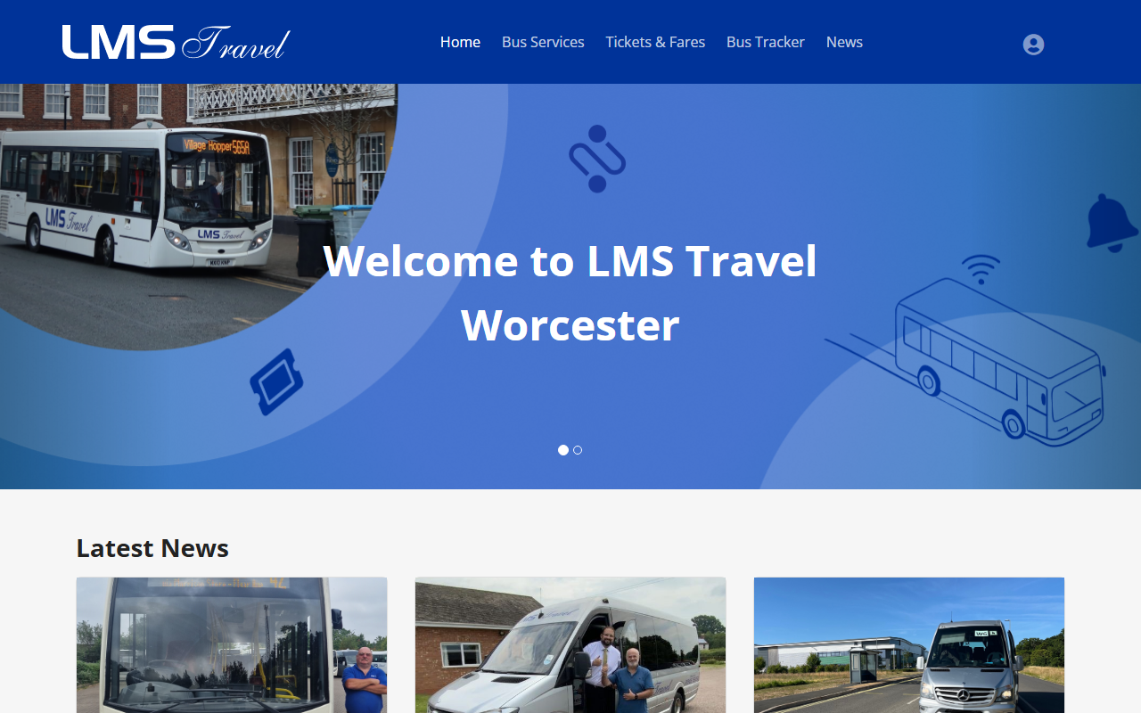 LMS Travel website screenshot showing their bus services and timetable information