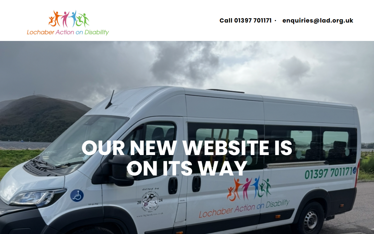 Lochaber Action on Disab website screenshot showing their bus services and timetable information