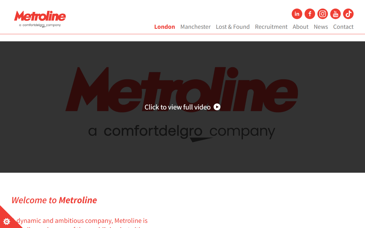 Metroline Travel website screenshot showing their bus services and timetable information