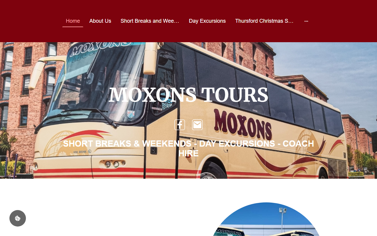Moxons website screenshot showing their bus services and timetable information