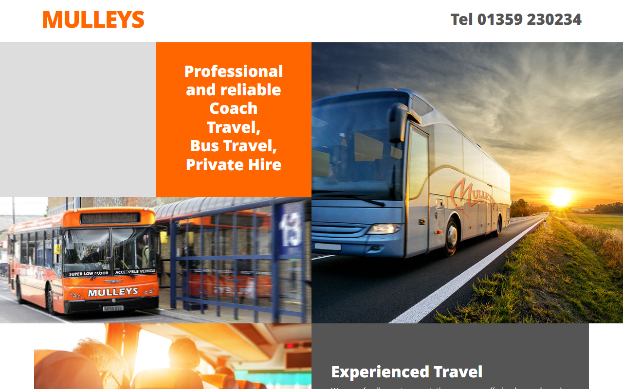 Mulleys Motorways website screenshot showing their bus services and timetable information