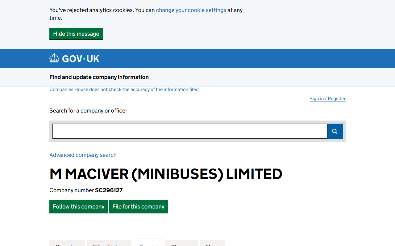 Murdo MacIver website screenshot showing their bus services and timetable information