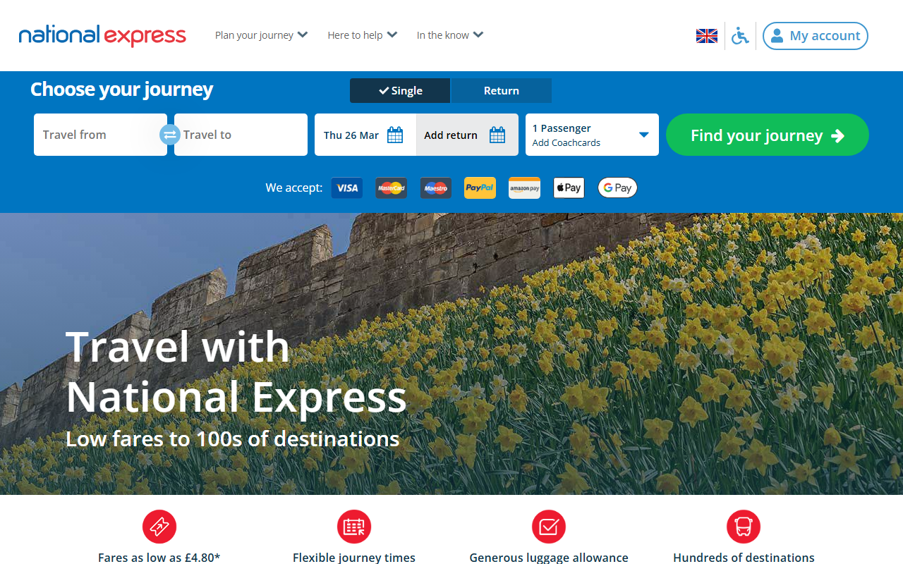 National Express West Midlands website screenshot showing their bus services and timetable information