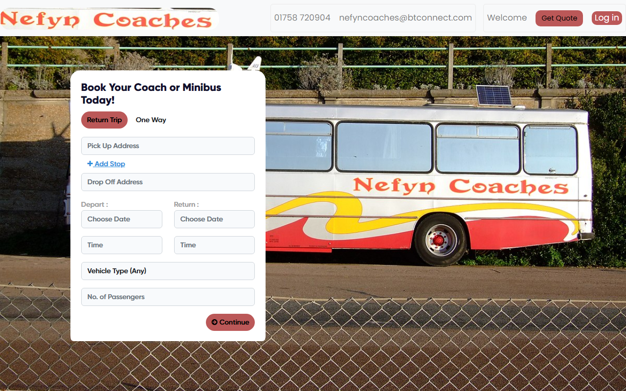 Nefyn Coaches website screenshot showing their bus services and timetable information