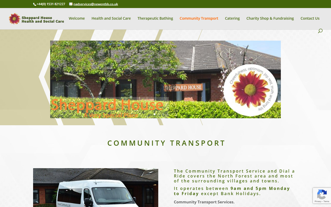 Newent Community Transp website screenshot showing their bus services and timetable information