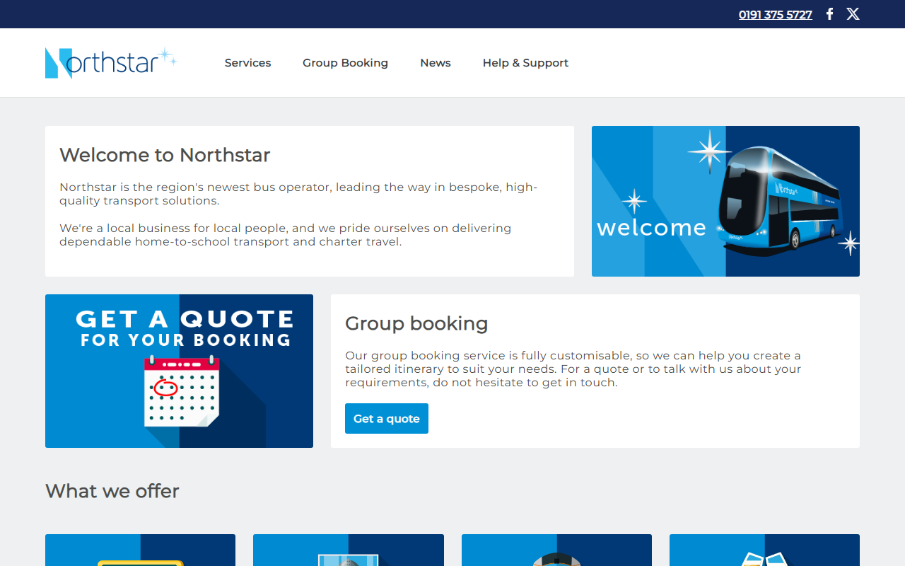 Northstar Constellation Limited (formerly RMC1510 Limited) website screenshot showing their bus services and timetable information