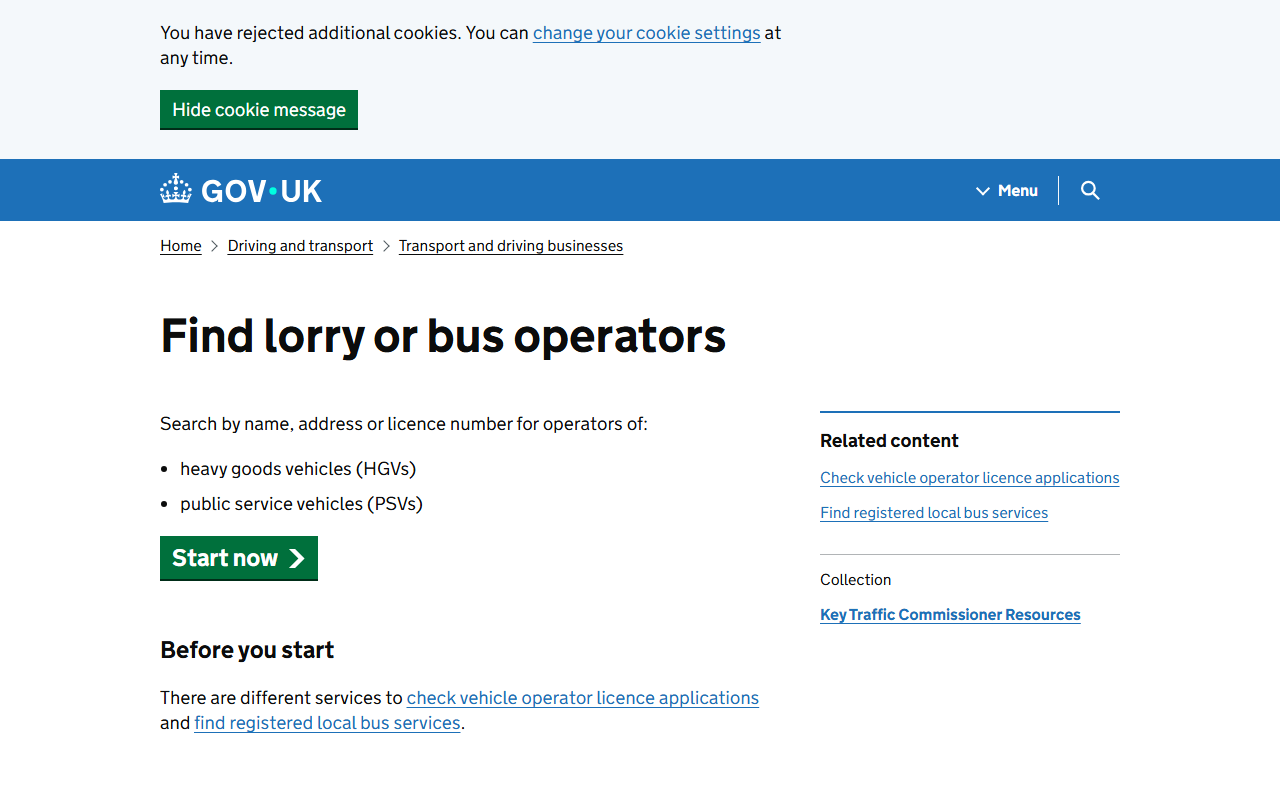 Operator JLGN website screenshot showing their bus services and timetable information