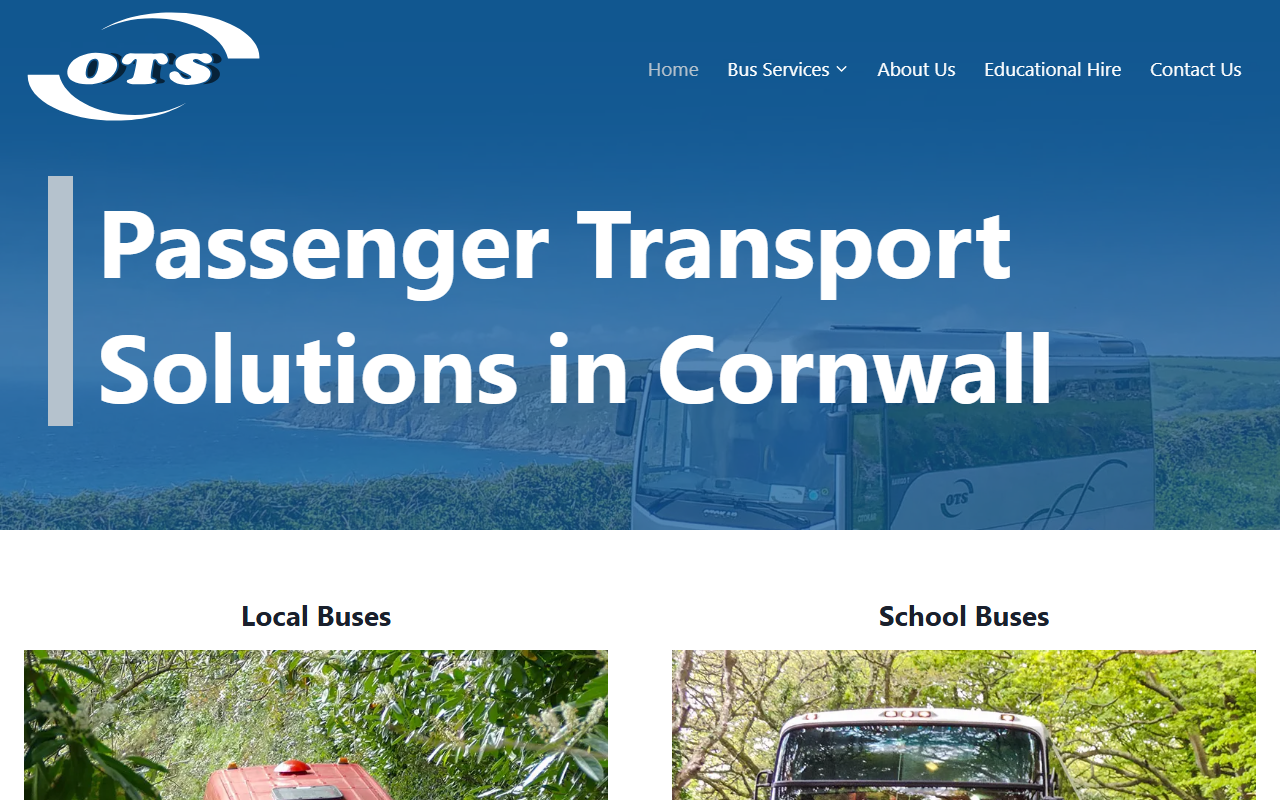 OTS website screenshot showing their bus services and timetable information