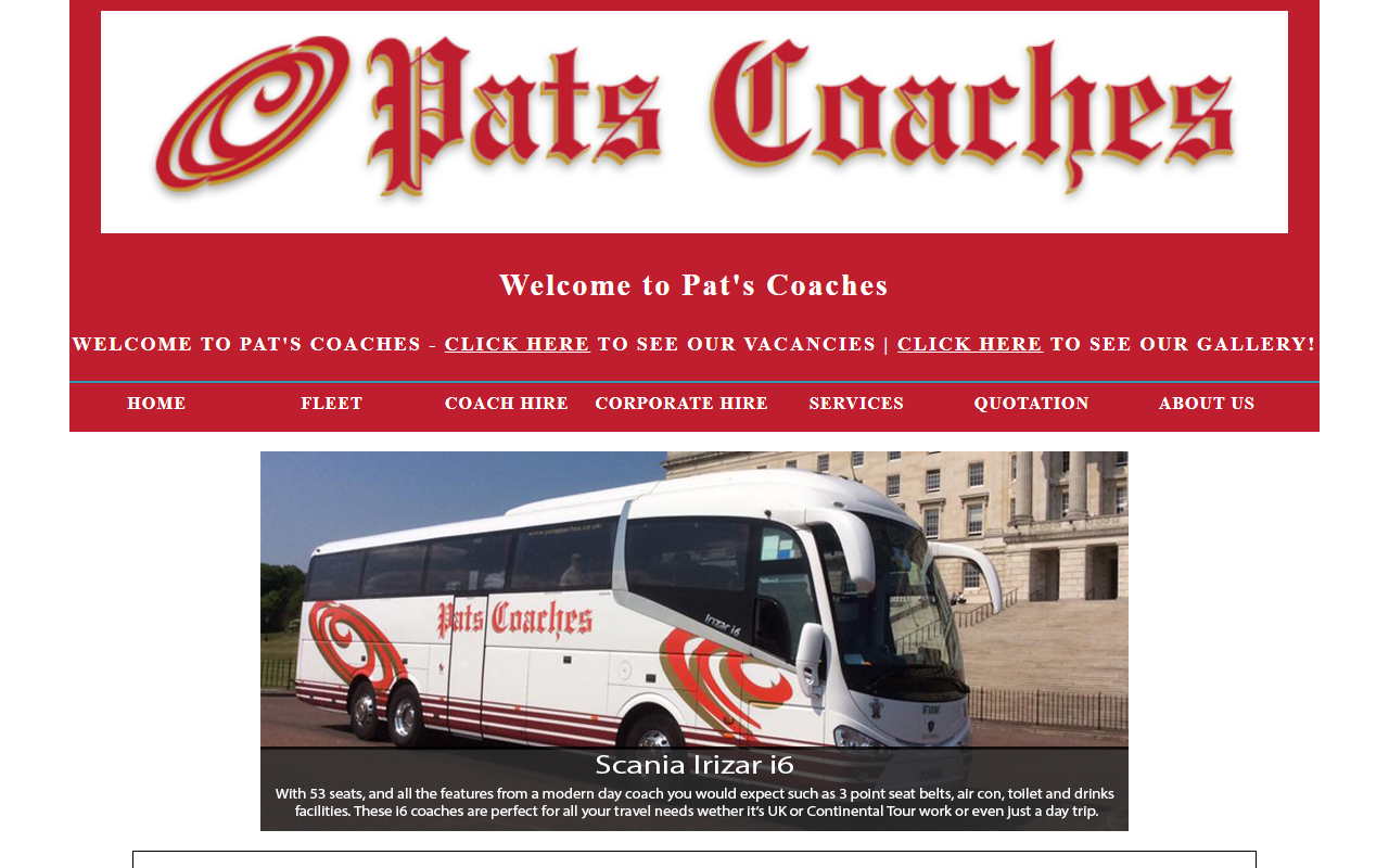 Pats Coaches website screenshot showing their bus services and timetable information