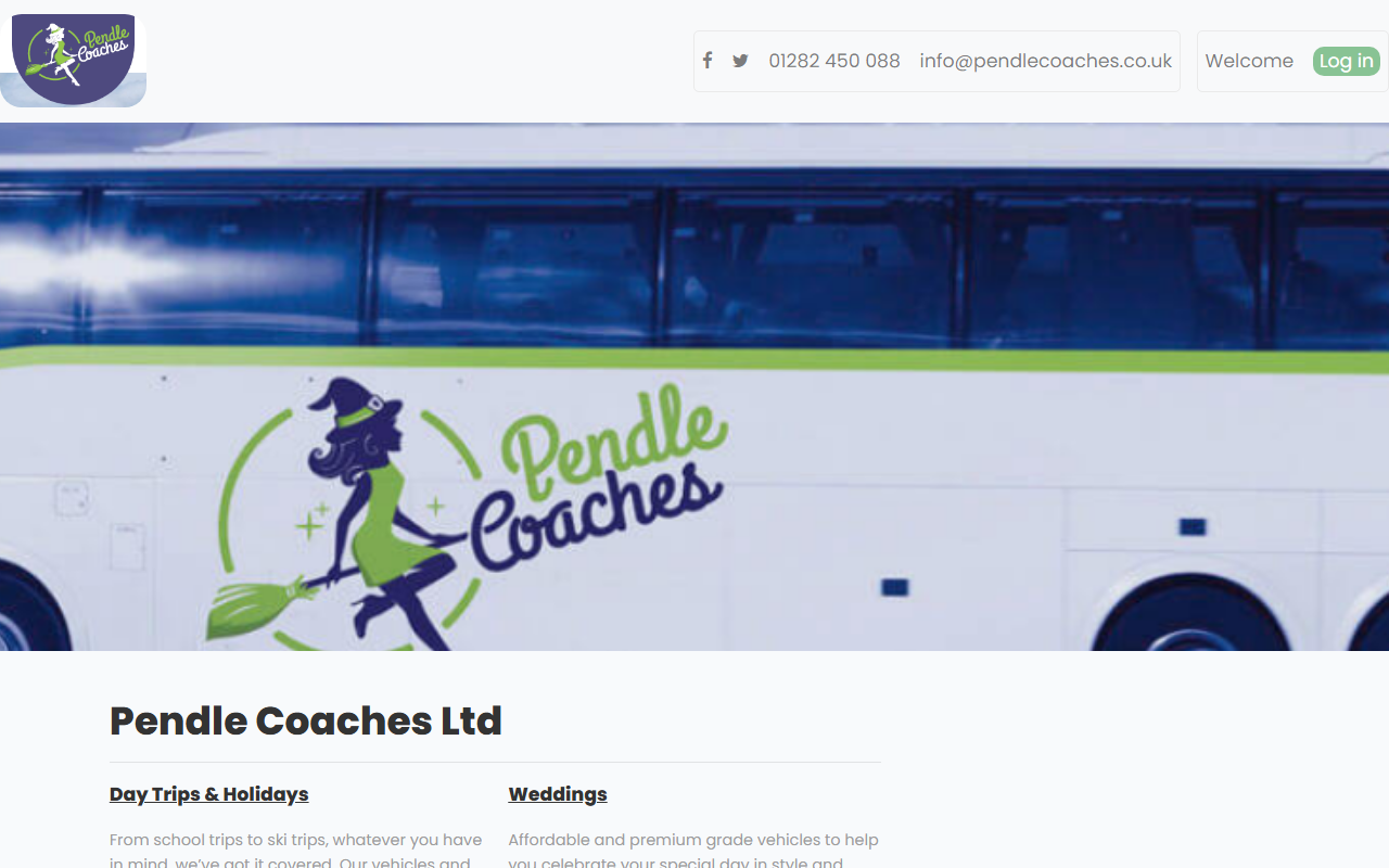 Pendle Coaches website screenshot showing their bus services and timetable information